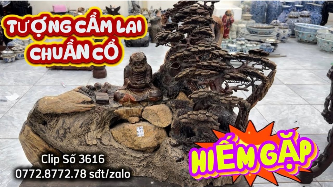 Clip 3616 | Tượng Gỗ Cẩm Lai Chuẩn Cổ – Lộc Bình Gốm Tàu – Tách Trà Tử Sa Hiếm, Đồ Xưa Mekông