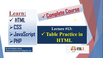 Table Practice in HTML (Lecture 13) Urdu/Hindi by Prof.Mohsin