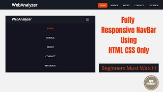 Responsive Nav Bar Using HTML CSS Only | Absolutely for Begginers (2022)