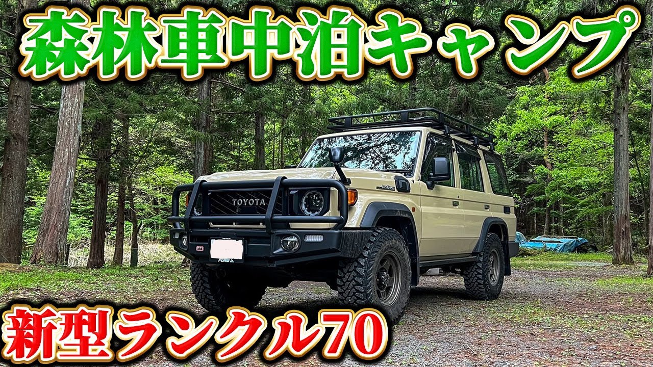 【新型ランクル70】森林の中で車中泊キャンプ！誰もいない森で楽しむ晩酌【大沢オートキャンプ場】