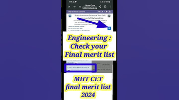 Engineering Final Merit List | how to check final merit list mht cet | MHT CET final merit list