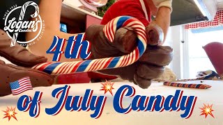 MAKING 4th of July Red, White, & Blue Candy Canes 🇺🇸💥 // Logan's Candies ❤️🍭💙