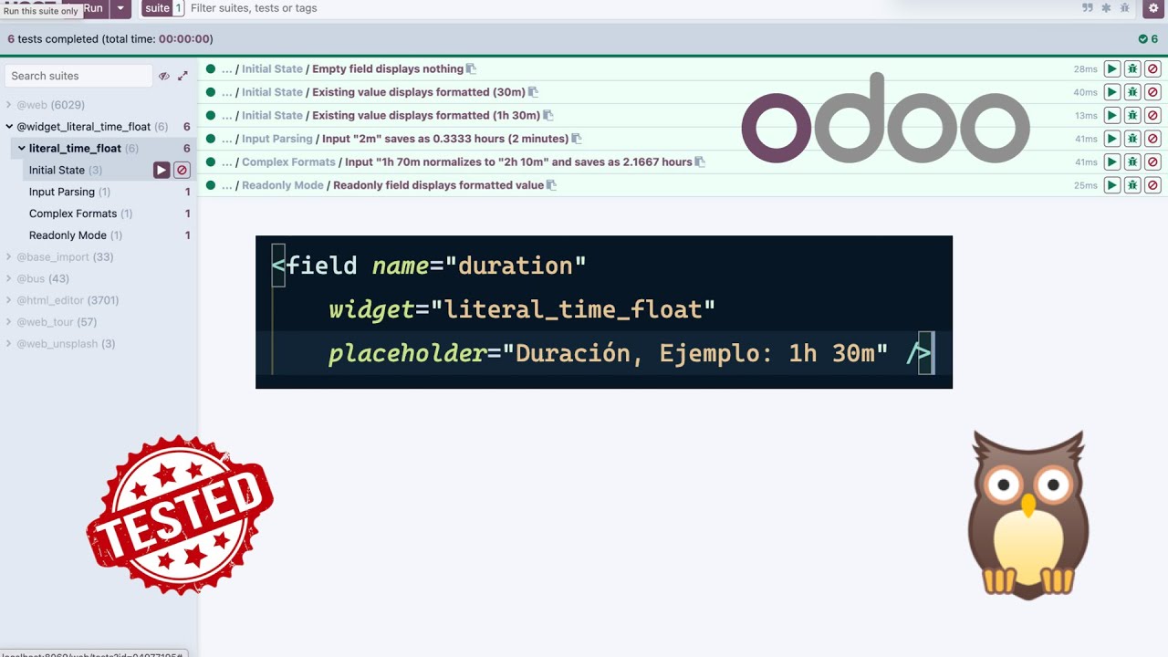 Odoo 19 (HOOT) - Create new Widget Literal Time Float (Part 2 - Tests ...