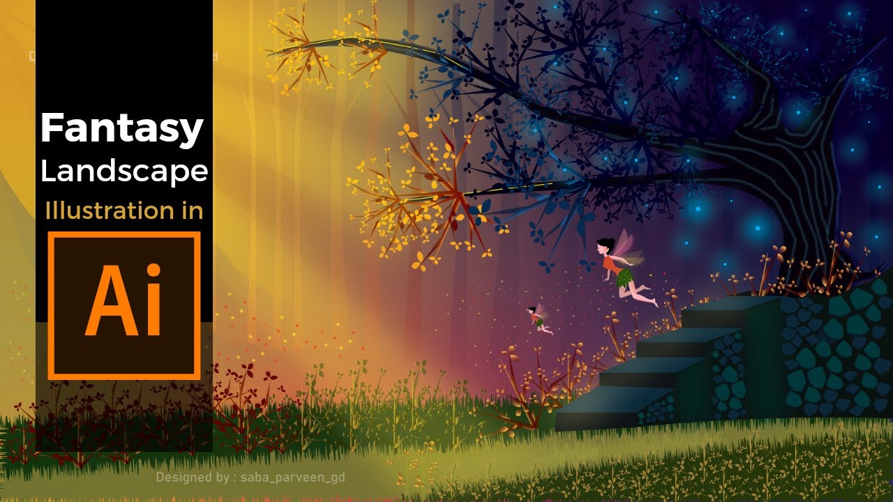 fairy land fantasy vector illustration using adobe illustrator/TIME