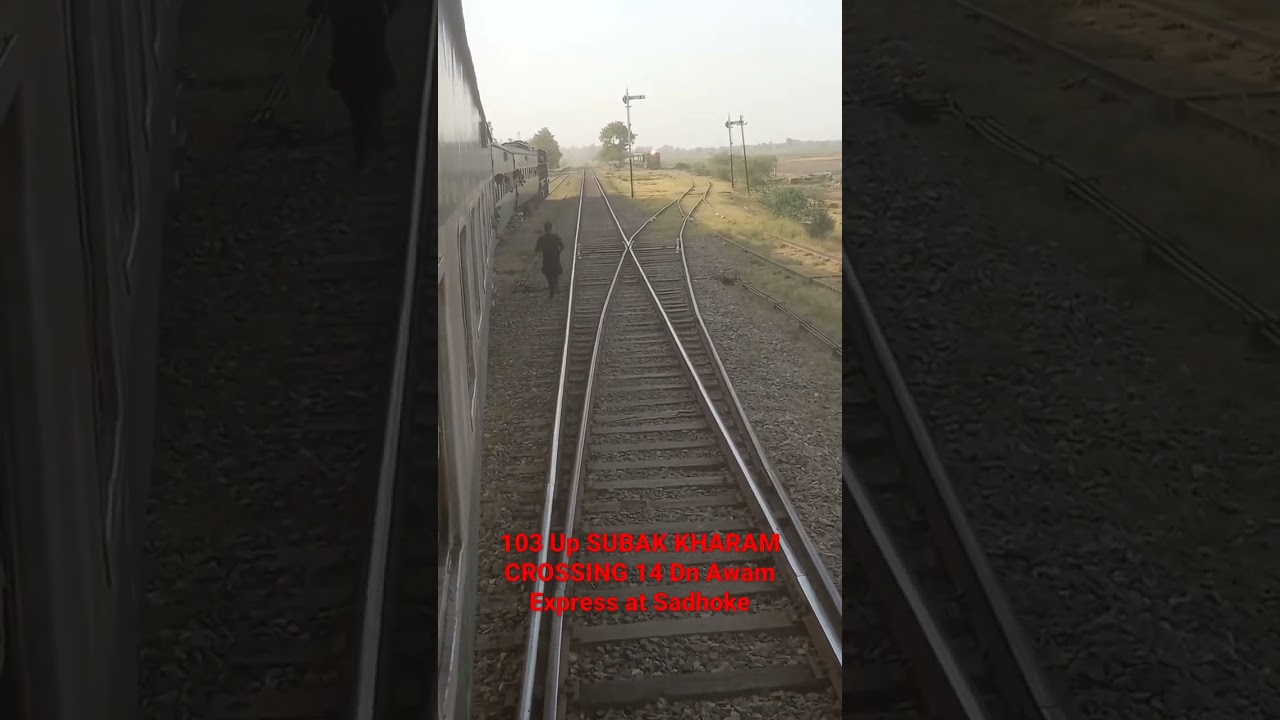 103 Up Subak Kharam Express Crossing 14 Down Awam Express at Sadhoke
