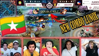 Reaksi para streamer lihat combo lunox  terbaru  dari ruby dd  (Myanmar vs Philipina) Match 1