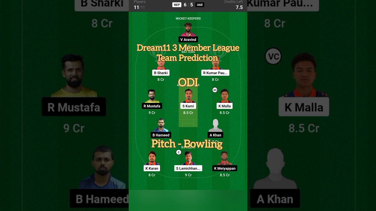 NEP vs UAE Dream11 Team Prediction for Small League Contests