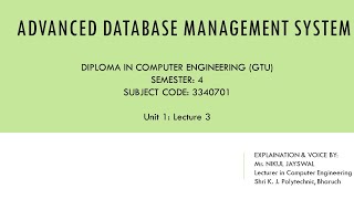 ADBMS: Unit 1: Lecture 3: Data Control Language, Grant and Revoke Command.