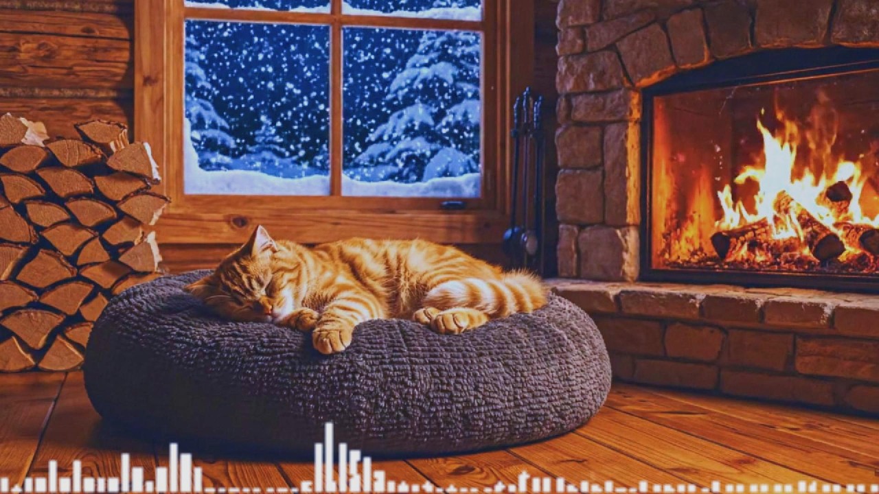 🐱 Warning: This Cozy Orange Cat by Fireplace Is Too Relaxing 🔥 Sleep Guaranteed