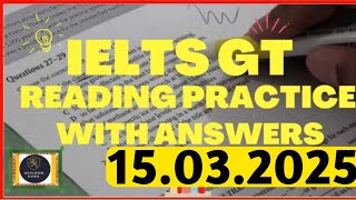 General Reading Practice Test 2025 | 15.03.2025 | IELTS General Reading Test 2025 With Answers