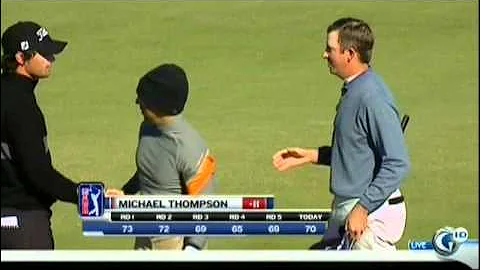 Michael Thompson celebrates after securing his PGA Tour Card at Q School