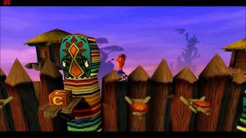 Crash Bandicoot Walkthrough Part 9 Native Fortress 1st Run