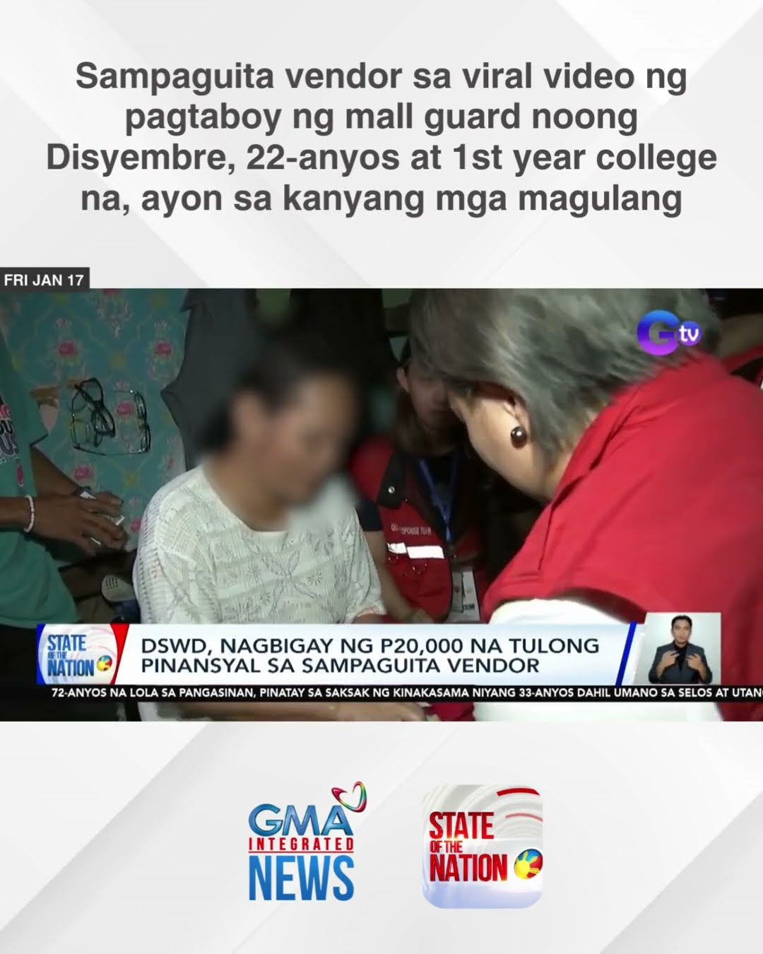 Sampaguita vendor, 22-anyos at 1st year college na, ayon sa kanyang mga magulang | SONA