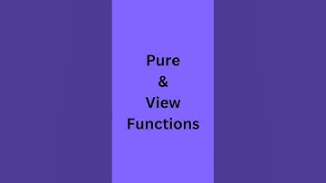 Pure and View Functions
