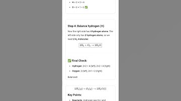 Hydrogen gas reacts with oxygen gas to form water.# balancing chemical equation trick #Equal atoms