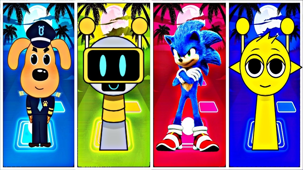 Sheriff LABRADOR🆚Sprunki Inceribox‎ 🆚Sonic🆚 SPRUNKI  in Tiles Hop EDM RUSH 🎶