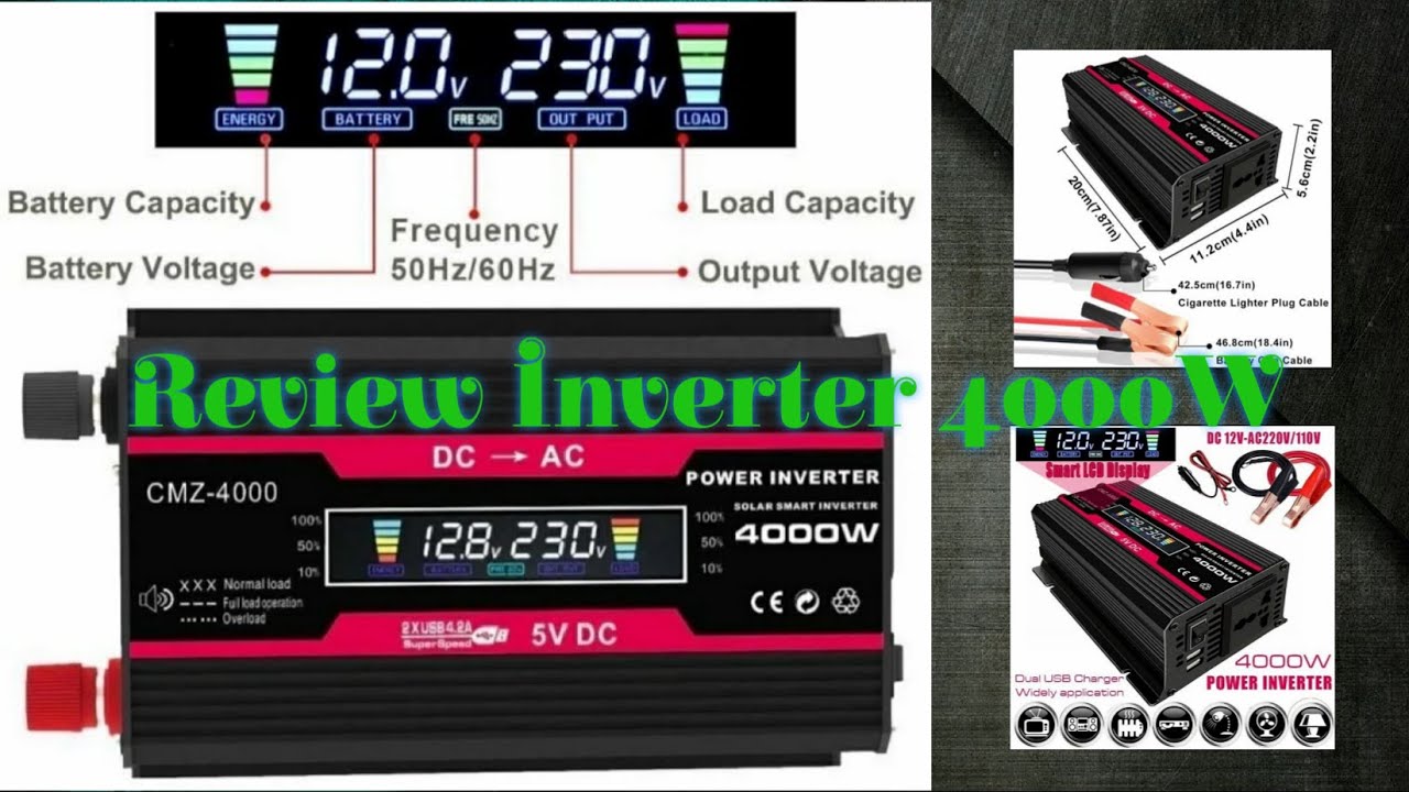 Power Inverter DC 12V to AC 220V 4000W CMZ4000 YouTube