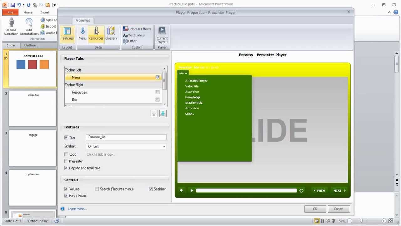 articulate synonym Articulate Presenter tutorial: How to customize the player