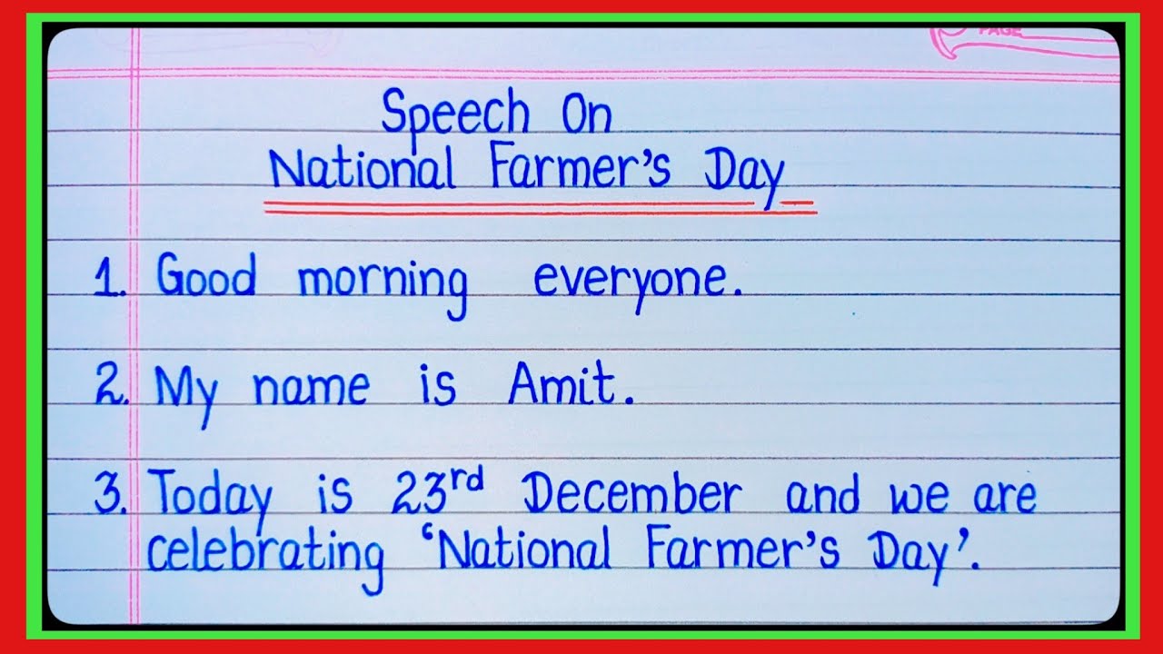 Speech on National Farmers Day/Speech on Farmers Day/National Farmers Day Speech/Farmers Day Speech