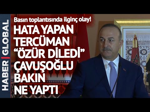 Mevlüt Çavuşoğlu'nun Basın Toplantısında Çok İlginç Olay! Tercümanın Zor Anları