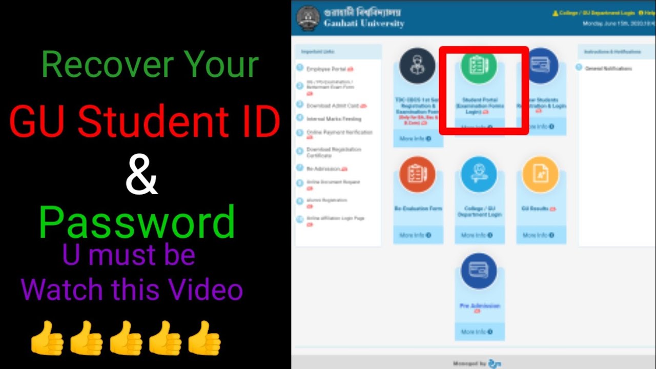 How to recover your GU 1st semester Registration Application no