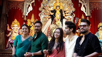 Ajay Devgan With Family Kajol,Yug ,Aman at North Bombay Durga Puja 