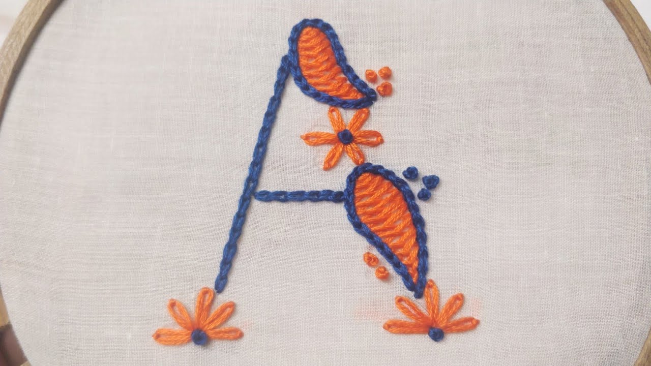 Monogram "A" Embroidery Design (Hand Embroidery Work) YouTube