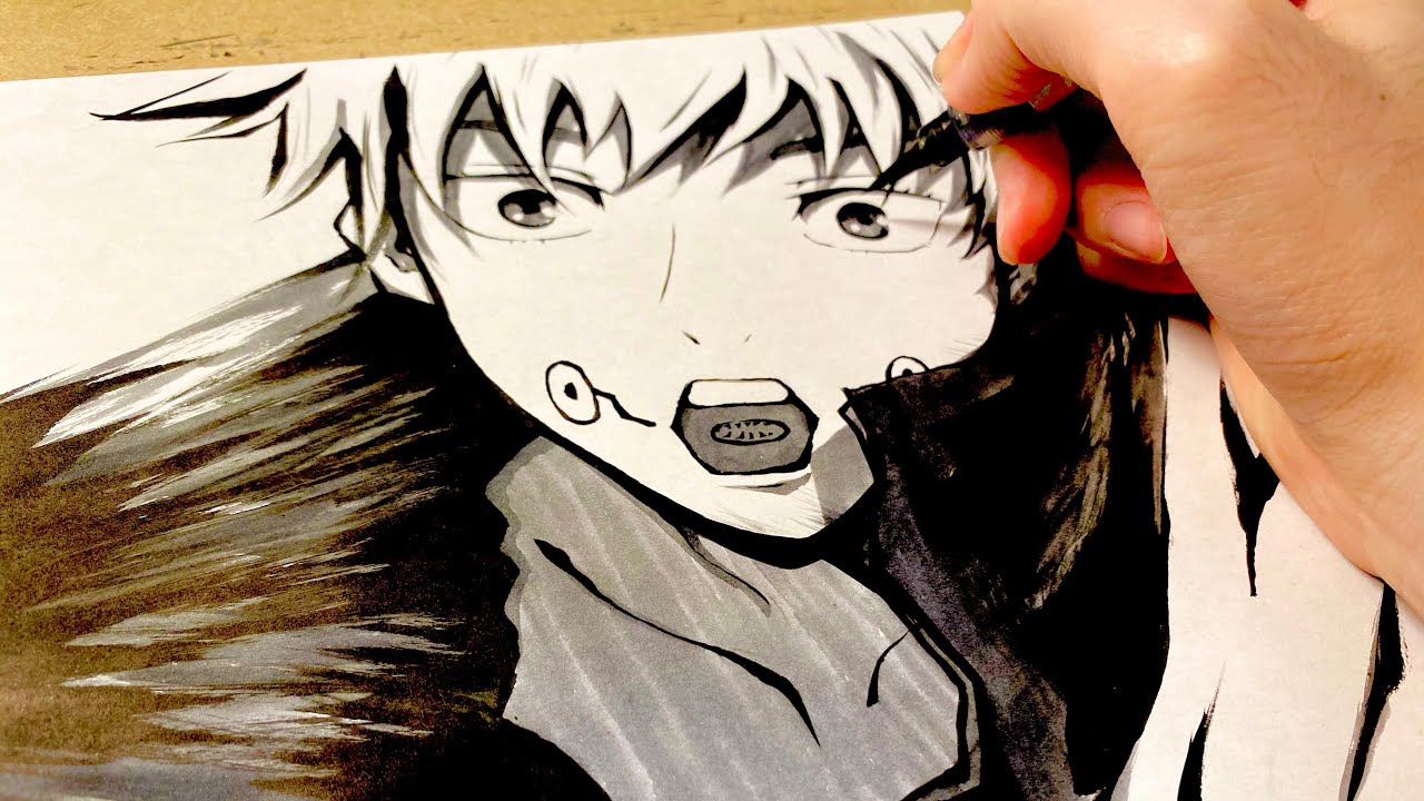 呪術廻戦 狗巻棘描いてみた 筆ペンアナログイラスト Drawing Inumaki Toge From Jujutsu Kaisen Youtube