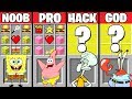 Minecraft Battle: SPONGEBOB CRAFTING CHALLENGE - NOOB vs PRO vs HACKER vs GOD ~ Minecraft Animation