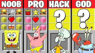 Minecraft Battle: SPONGEBOB CRAFTING CHALLENGE - NOOB vs PRO vs HACKER vs GOD ~ Minecraft Animation