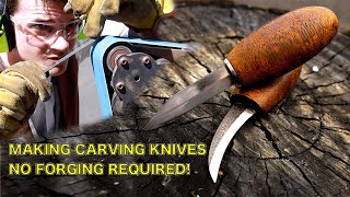 I MAKE A PAIR OF WOOD CARVING KNIVES OUT OF OLD FLAT BAR STEEL