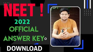 Neet 2022 Official ANSWER  By NTA l Neet 2022 Answer Key Download l Neet 2022