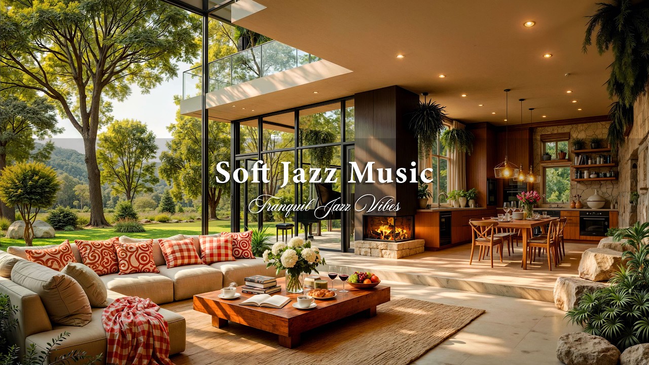 Tranquil Forest Morning with Soft Jazz Music | Warm Indoor Jazz Ambience for Work & Study