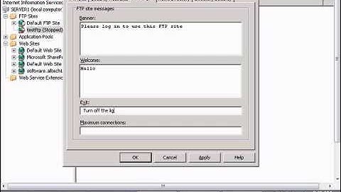 Setup exit message for an FTP site in Windows IIS