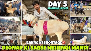 DEONAR BAKRA MANDI DAY 5 MORNING UPDATE || QURBANI KE BAKRO KI SHORTAGE DEONAR MEIN🚨