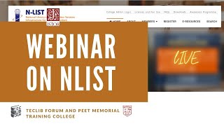 Webinar on NList : Facilitating E-Resources in Education on Nlist
