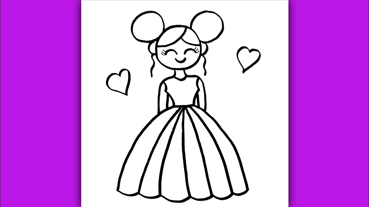 Super Easy Cute Girl Drawing for Kids