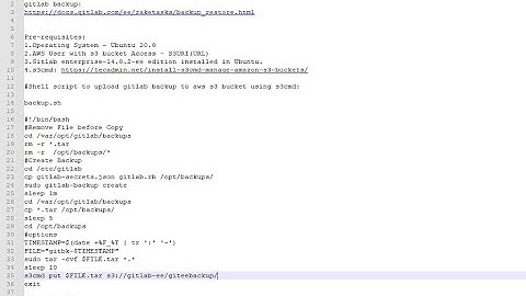Bash script to upload gitlab omnibus backup to AWS s3 bucket ubuntu