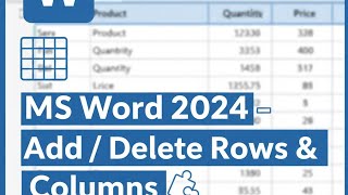 MS Word 2024 Tables | Add &amp; Delete Columns and Rows | Tutorial Part 20
