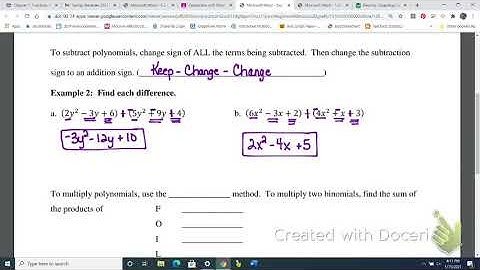 Math 4: Day 2 Operations with Polynomials Video