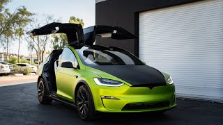 Lime Green 2022 Tesla Model X Plaid by Apex Customs