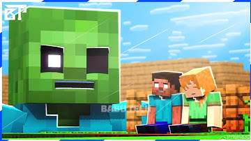 Giant Zombie Defeated Steve and Alex | Babu Tech | Prisma 3D Minecraft Animation