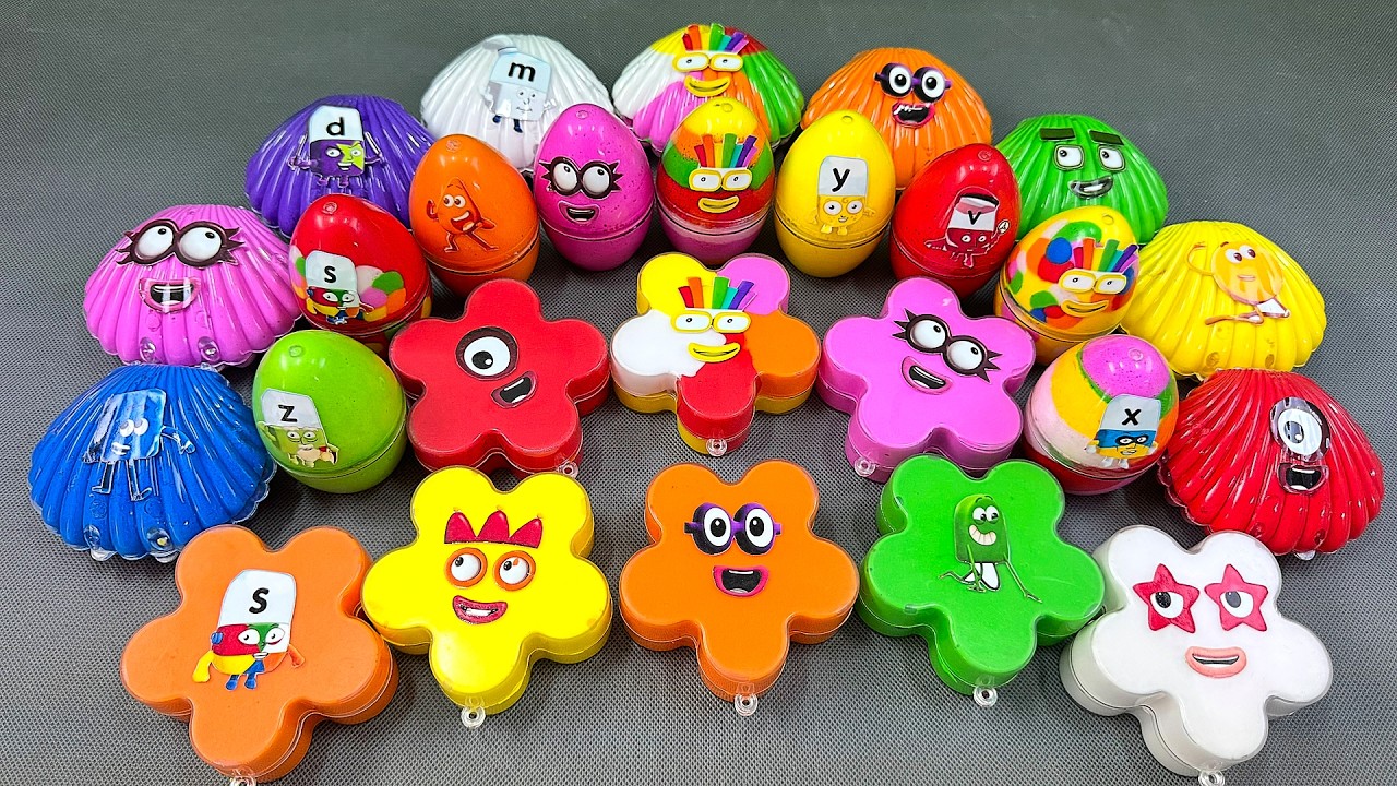🎠 Numberblocks Soft Clay Slime Mix! Colourblocks Makes Rainbow Swirls 🌈 ASMR