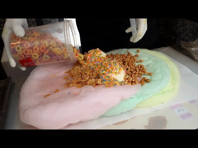 3천원짜리 3단 솜사탕 아이스크림 브리또 (3 stage cotton candy ice cream burrito 3,000KRW) korean street food