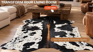 Black & White Speckled Cowhide Rug Close-Up | Exact Genuine Hide Details