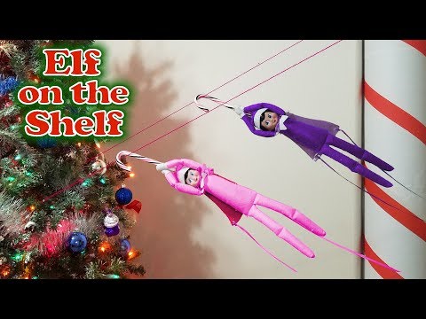 purple-&-pink-elf-on-the-shelf---caught-flying-down-zipline!-day-28