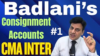 CMA Inter: Financial Accounts: Consignment Accounts: Lecture 1 #cadilipbadlani