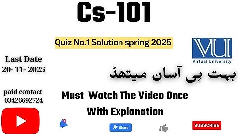 CS101 - Introduction to Computing (Semester Quiz # 3) 💯 Percent Correct Paid Whatsapp 03426692724