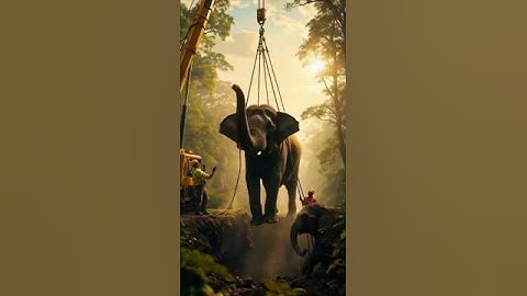 Elephant Trapped in Mud? Rescue Team Saves Giant with Crane! 😱🐘 #animalrescue