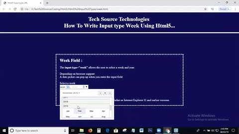Input Type Week In Html | Html5 Input type Week | Html5 Input types